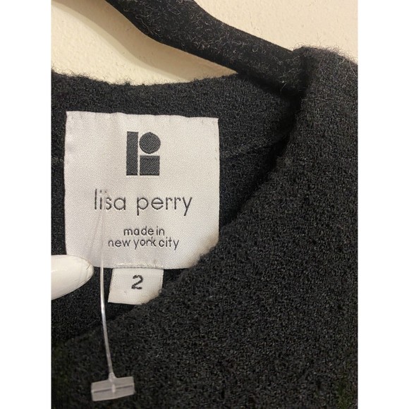 LISA PERRY New York Black Seamed Felted Wool Crepe Shift Dress Size 2 / XS/Small - Picture 5 of 6